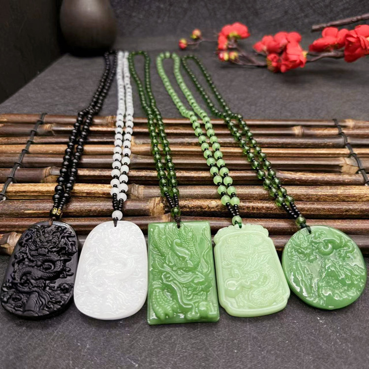 Imitation Dongling Jade Sweater Chain Dongling Jade Cabbage Necklace No Matter Dragon Phoenix Brand Guanyin Necklace