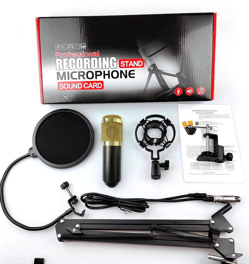 Cross-border supply BM800 condenser microphone set mobile phone sound card live computer recording microphone wholesale
