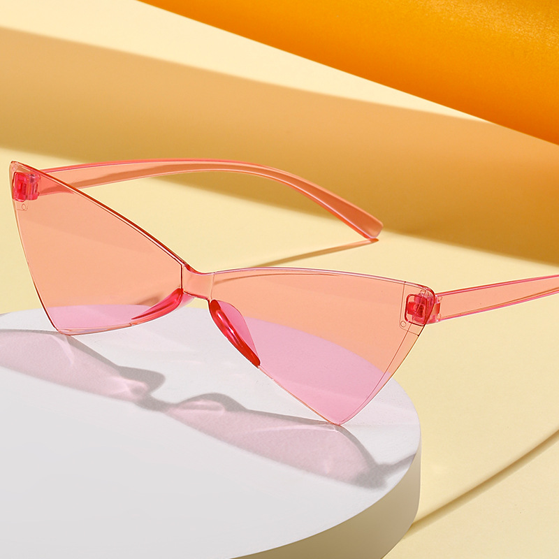 007 New Triangle Cat's Eye Sunglasses All-in-One Mirror Bow-shaped Internet Celebrity Women's Candy Color Street Photographic Glasses