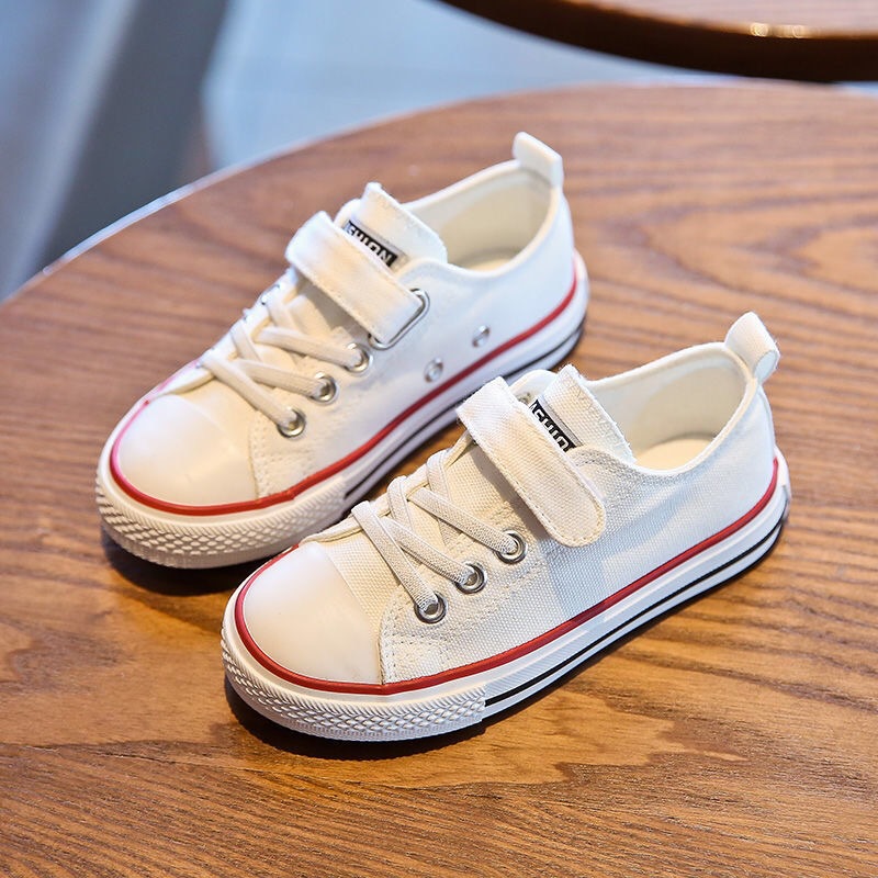 Children's Canvas Shoes Boys and Girls 2023 New White Shoes Children's Velcro Student Baby Board Shoes Trendy