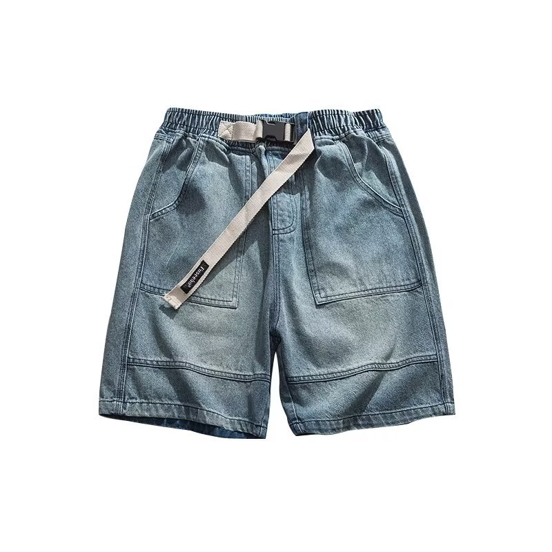 Five-point Pants Men's Jeans 2022 Summer Korean Style Casual All-match Old ins Loose Straight Pants