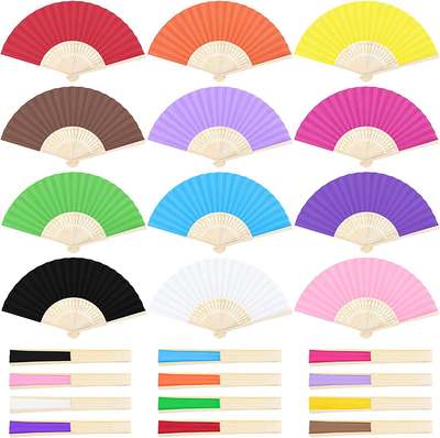 There is a spot cross-border Amazon single-sided paper fan can be DIY wholesale paper fan candy color DIY paper fan fold