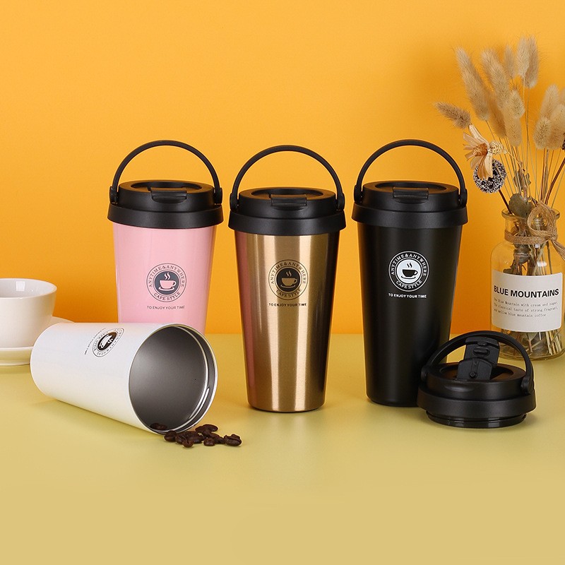 In stock cross-border vacuum stainless steel coffee cup creative handle vacuum portable car Cup gift