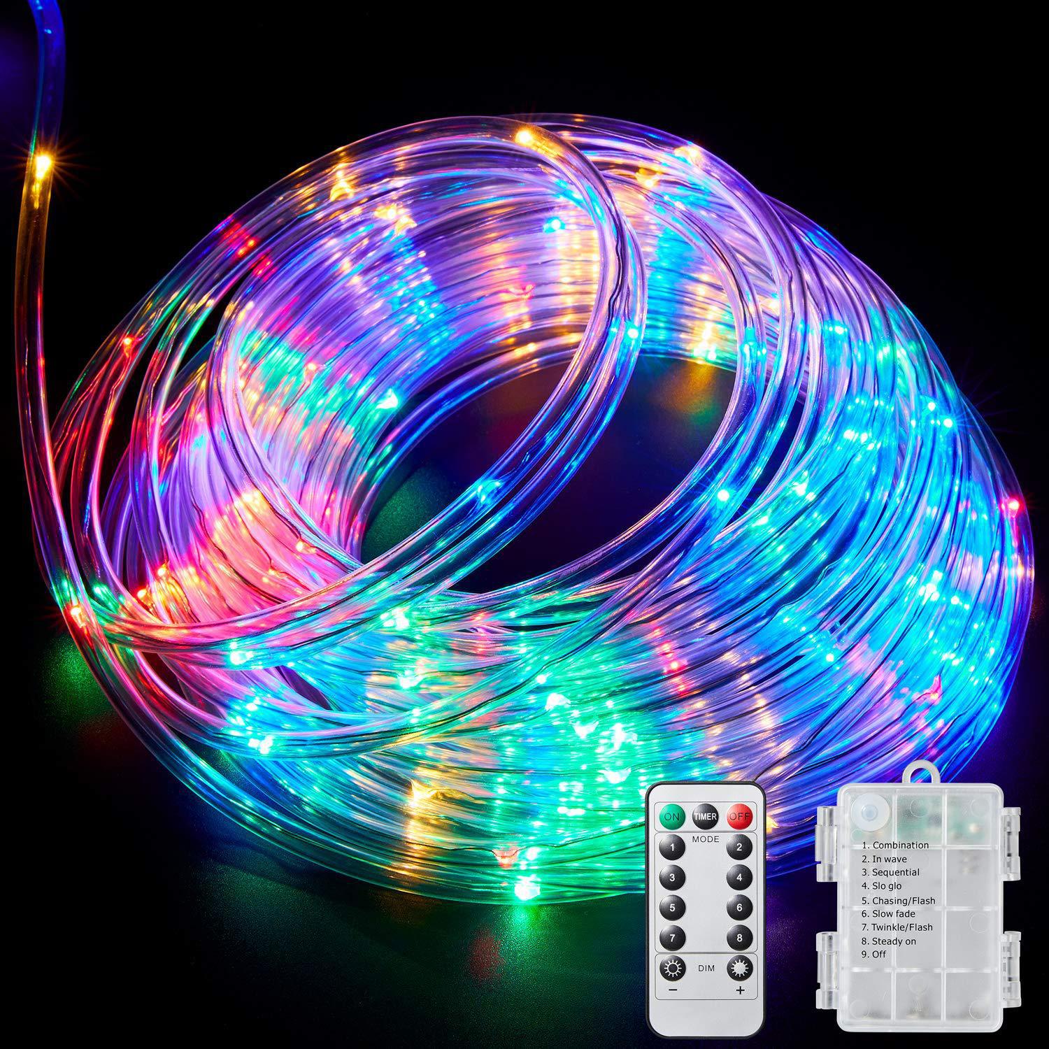 PVC tube lamp outdoor waterproof battery box copper wire light string Christmas garden decorative light rainbow tube light string LED