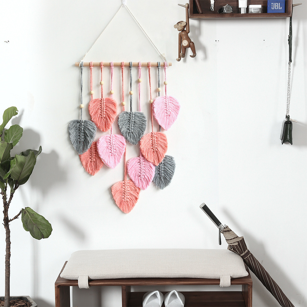 New creative hand-woven cotton rope leaf tapestry bohemian home wall decoration room wall hanging