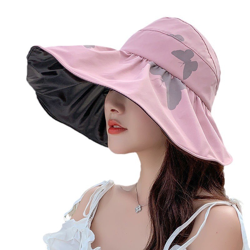 2024 New fisherman hat women's summer hat fashion empty top sun protection hat big brim sun hat UV protection sun shade