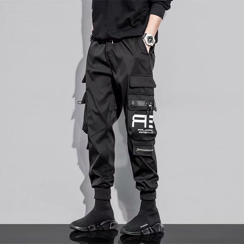 Cross-border a generation of autumn and winter overalls pants men's Tide brand Ruffian handsome bundle feet ins Hong Kong wind loose function multi-pocket
