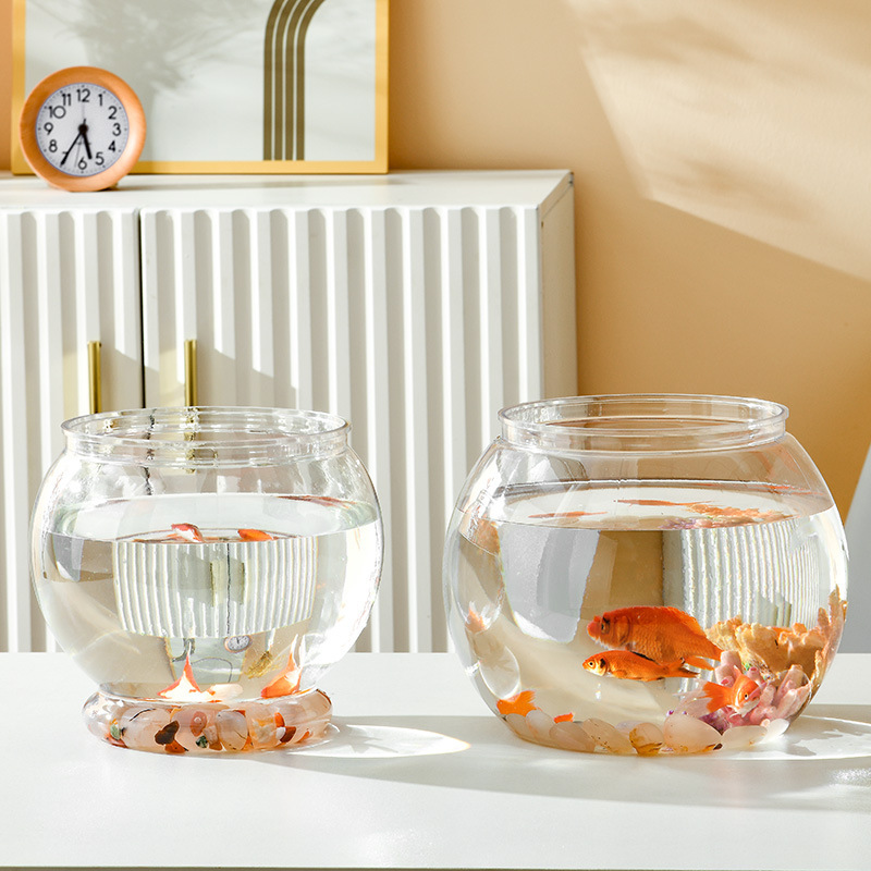 プラスチック金魚鉢のデスクトップの透明な景観の小さい金魚鉢の太鼓の丸い形は壊れません。|undefined