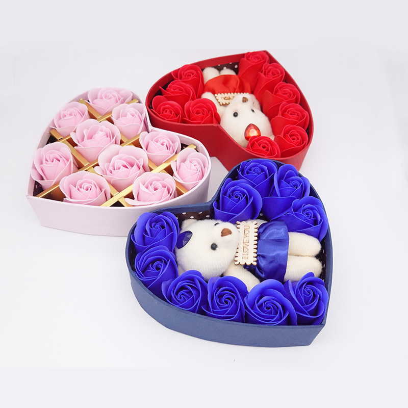 Source Factory Rose Gift Box Creative 10 Soap Flower Bear 520 Valentine's Day Girlfriend Tanabata Birthday Gift