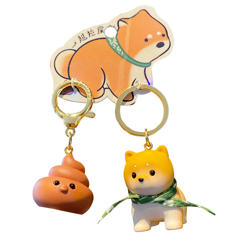 Baimao original couple buckle small Shiba Inu keychain cute cute cute dog resin doll key chain pendant female