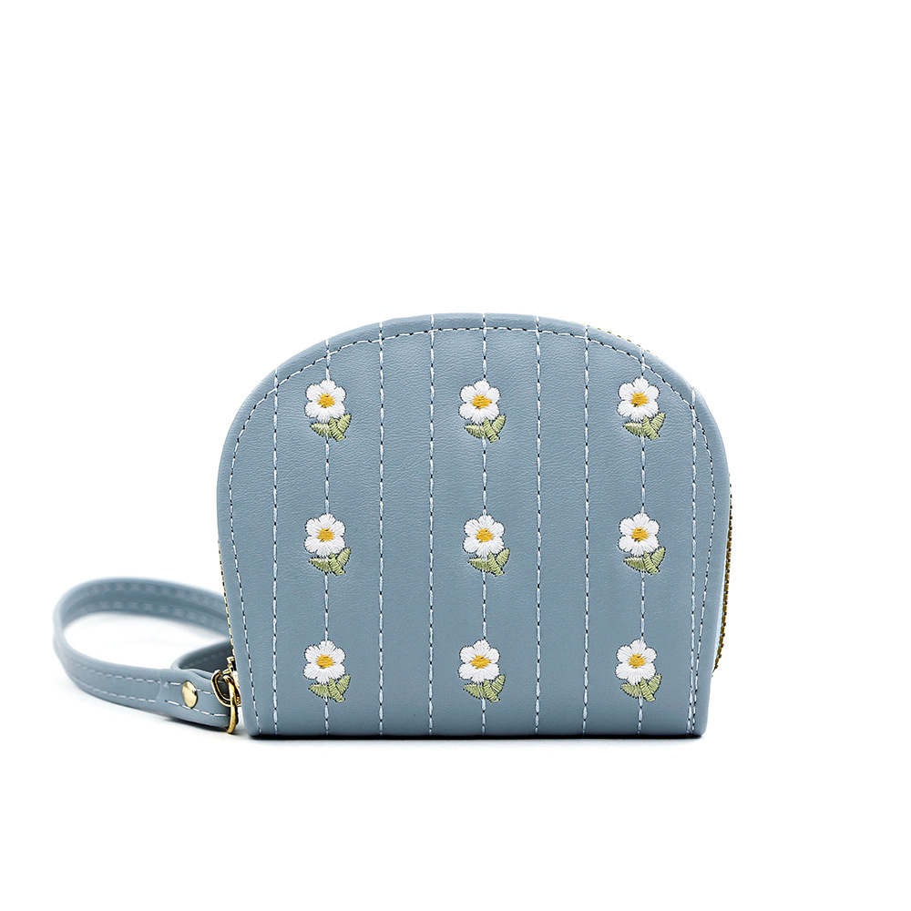 New fresh and sweet lady card bag embroidered zipper hand bag change purse multi-card card bag wallet wholesale