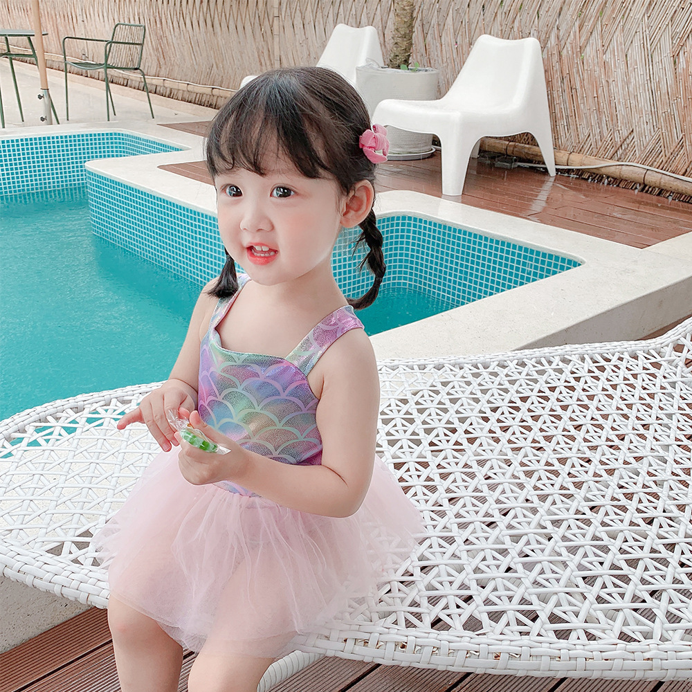 Girls' Swimsuit 1-6 Years Old Children's Wear Summer Women's Baby Internet Celebrous One-piece Swimsuit Mermaid Rainbow Swimsuit CY169