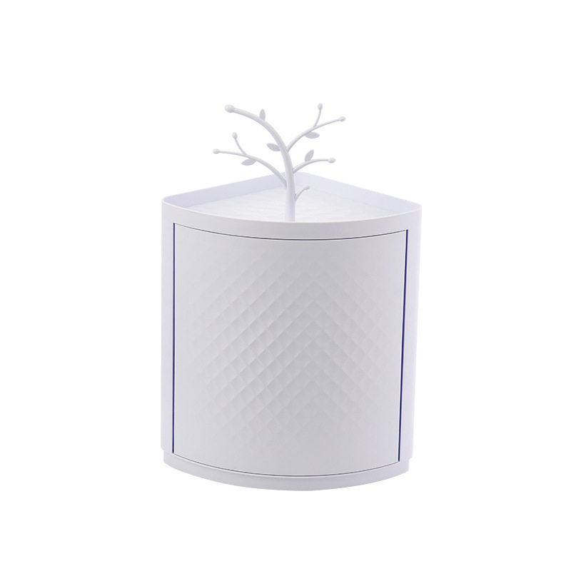 Bathroom corner triangle storage rack bedroom kitchen bathroom corner organizing locker dustproof rotating storage rack
