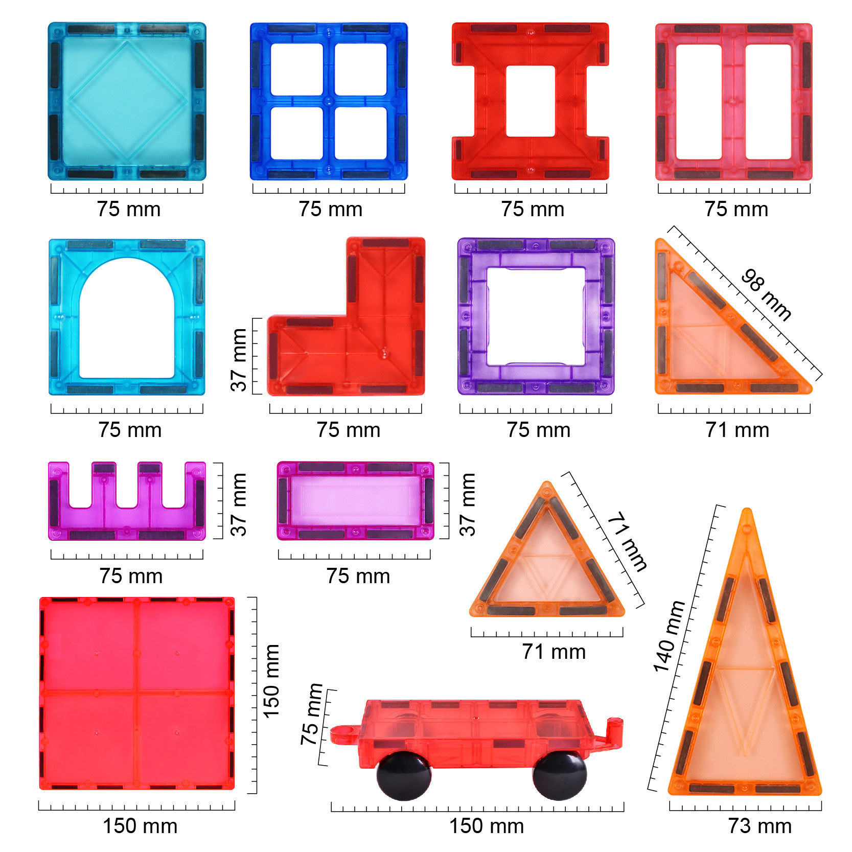 Source Factory Large Color Window Magnetic Piece Building Block Set Early Education Educational Building Piece Toy Assembled DIY Toy