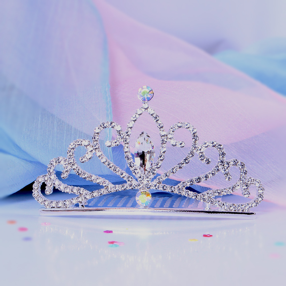 Kids Hot Sale Crown Hair Comb Summer Girls Hair Comb Girls Birthday Holiday Gift Beautiful Diamond Party Crown