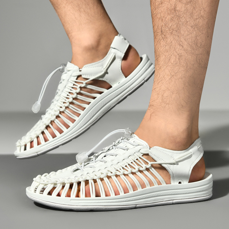 Factory Direct Supply Cross-border Large Size Men's Sandals 2021 New Summer Fashionable Woven Casual Roman Beach Shoes for Men
