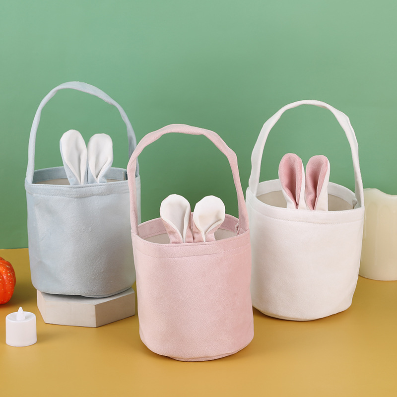 Cross Border Hot Selling Easter Bunny Handbag Rabbit Ear Basket Party Gift Box Packaging Easter Egg Box Candy Bag