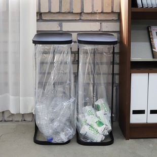 Home Simple Japanese Style Large Flip Garbage Rack Narrow Corner Space-Free Garbage Dry and Wet Sorting Rack Garbage Bag