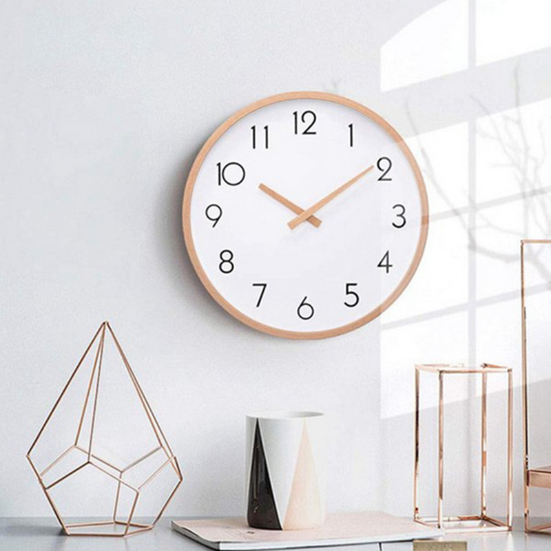 E-Commerce Cross-border Explosions Solid Wood Mute Scanning Simple Design Art Clock Nordic Wooden Clock Wooden Wall Clock