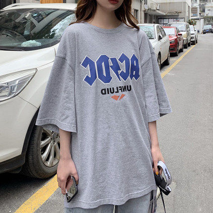 Summer new arrival letter-print short-sleeved T-shirt women's student Korean-style loose-fitting T-shirt ins Harajuku style half-sleeved trendy top