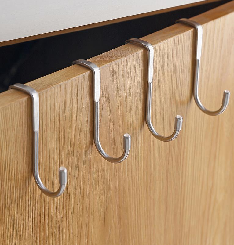 New thickened double hook cabinet stainless steel hook creative practical storage rack behind the door manufacturer