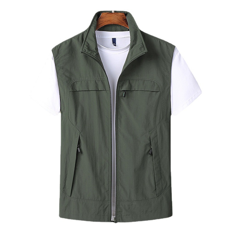 Autumn and Winter New Men's Coat Casual Vest Solid Color Simple Slim-fit Stand Collar Vest Comfortable Large Size Spot