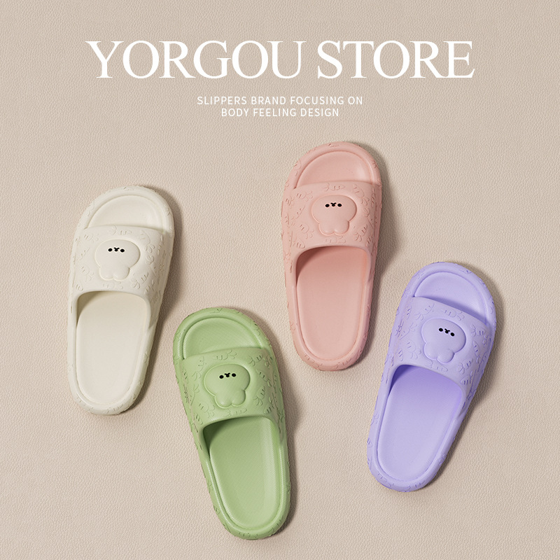 Cartoon slippers for women Summer new couple soft bottom non-slip home bathroom Bath men's slippers