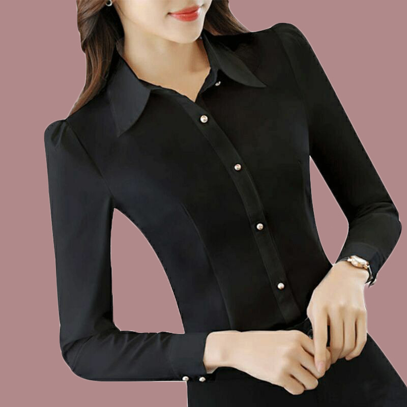 Red Shirt Women's Long-sleeved Spring New Korean Style Slim-fit Slim-fit Business Wear Top Women's Dress Overalls Shirt