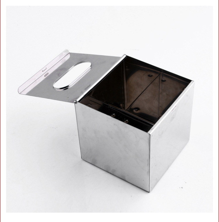 13*13*13 square stainless steel tissue box factory direct supply desktop table surface natural color dustproof tissue box