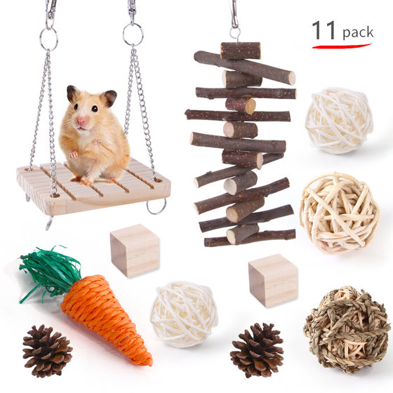 Summary Cross-border Hamster Toy suit Pet Rabbit Dutch Pig Parrot Play Molar Wooden Supplies Combination