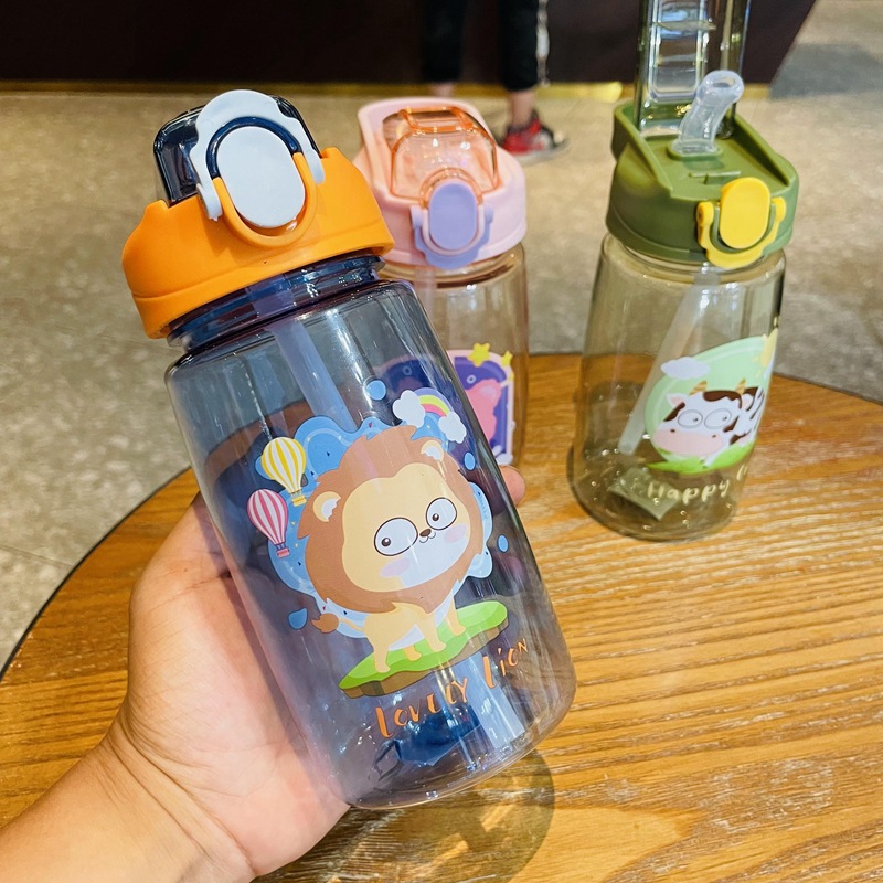 Children's portable straw Cup student school kettle drinking cup plastic cup summer baby kindergarten high color value