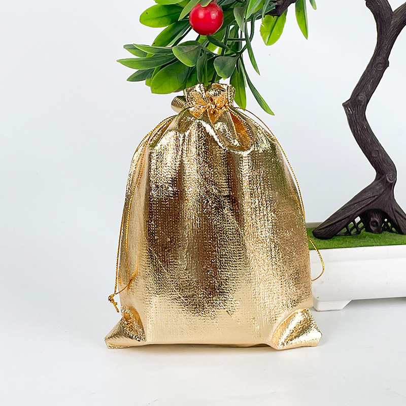 Factory supply cross-border gold and silver cloth bag gold cloth bag jewelry jewelry text play gift storage packaging bag in stock
