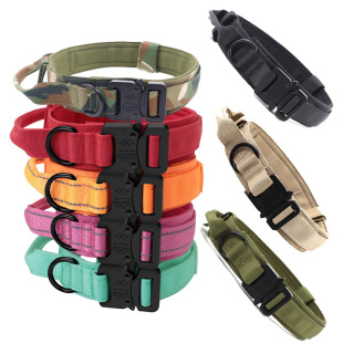 Tactical Dog Collar 1.5 Inch Nylon Collar Pet Outdoor Dog Traction Rope Large and Medium Military Dog Training Dog Belt