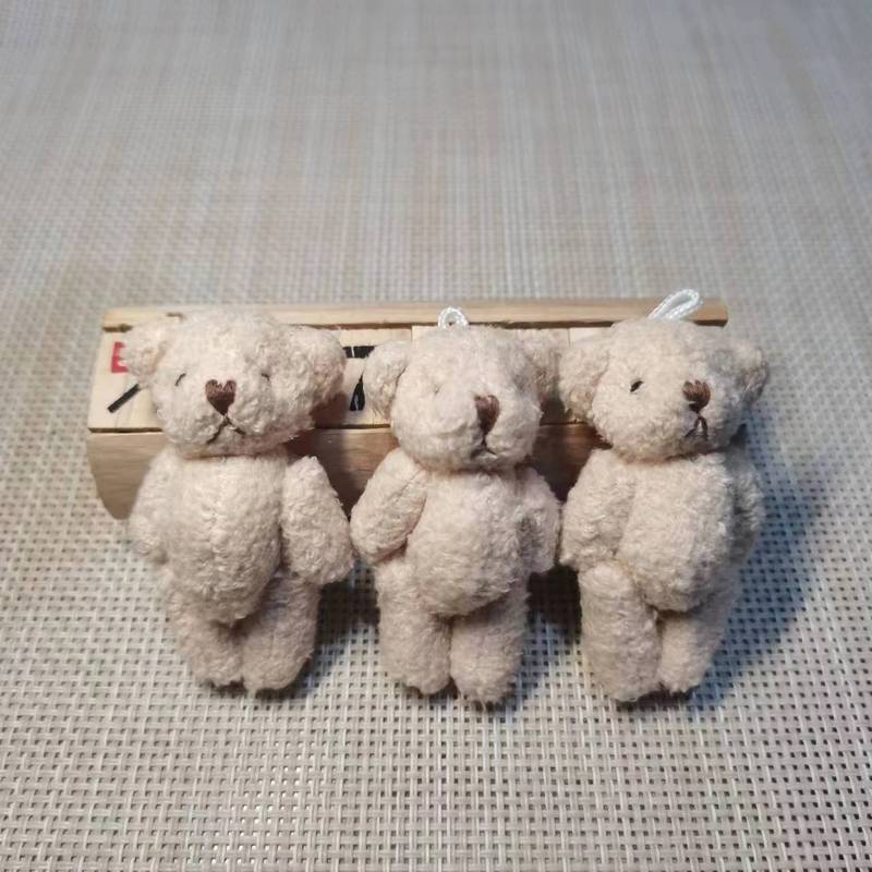 本物のぬいぐるみのミニ関節熊兎のぬいぐるみのペンダントの小さいサイズの毛布の茶色のイヤリングの部品の材料|undefined