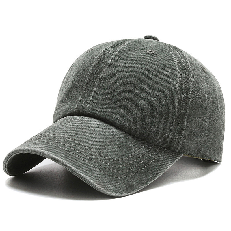 Pure color sports sun-proof washed cotton spring and autumn peaked cap men's Korean-style big head circumference lengthened brim Dome baseball cap Women