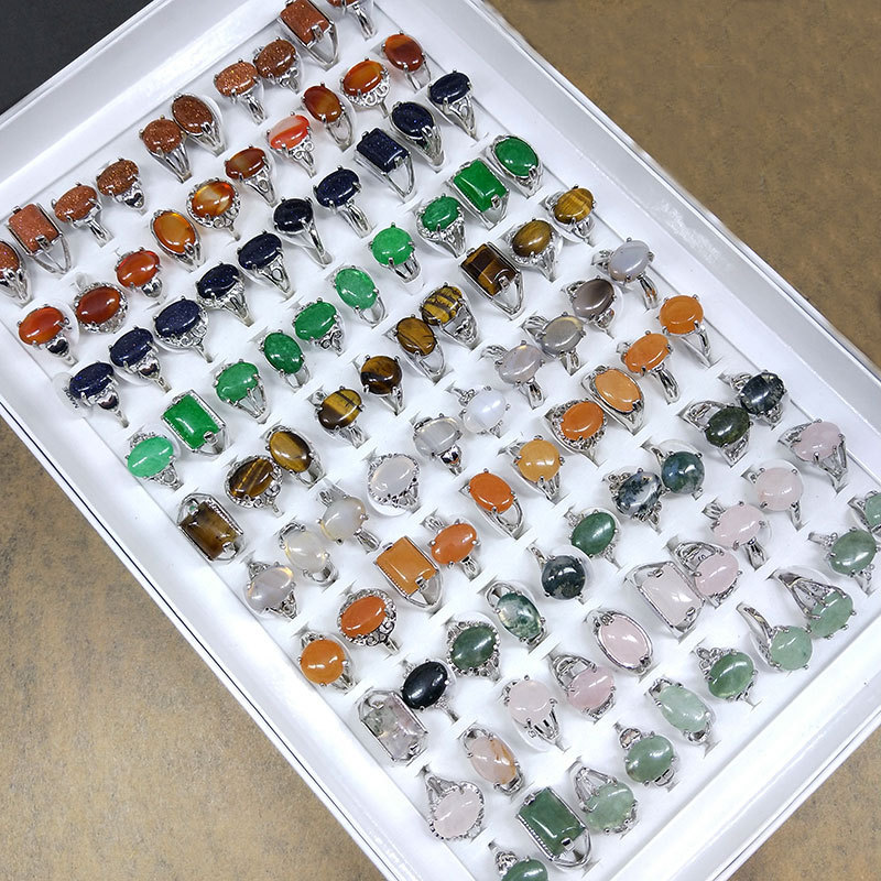 多種の天然石指輪が国境を越えた対外貿易輸出石手宝飾品原石混金箱メーカー現物直販|undefined