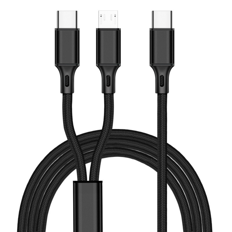 Type C to one-to-three car charging cable for Apple Android Huawei multifunctional 2-in -1 data cable