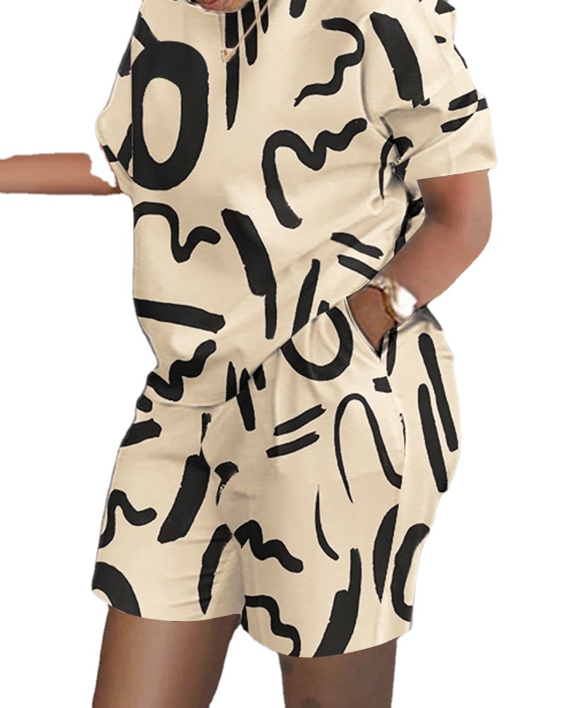 Spring and summer 2023 new European and American cross-border TEMU Amazon explosions AliExpress short sleeve two-piece commuter suit for women