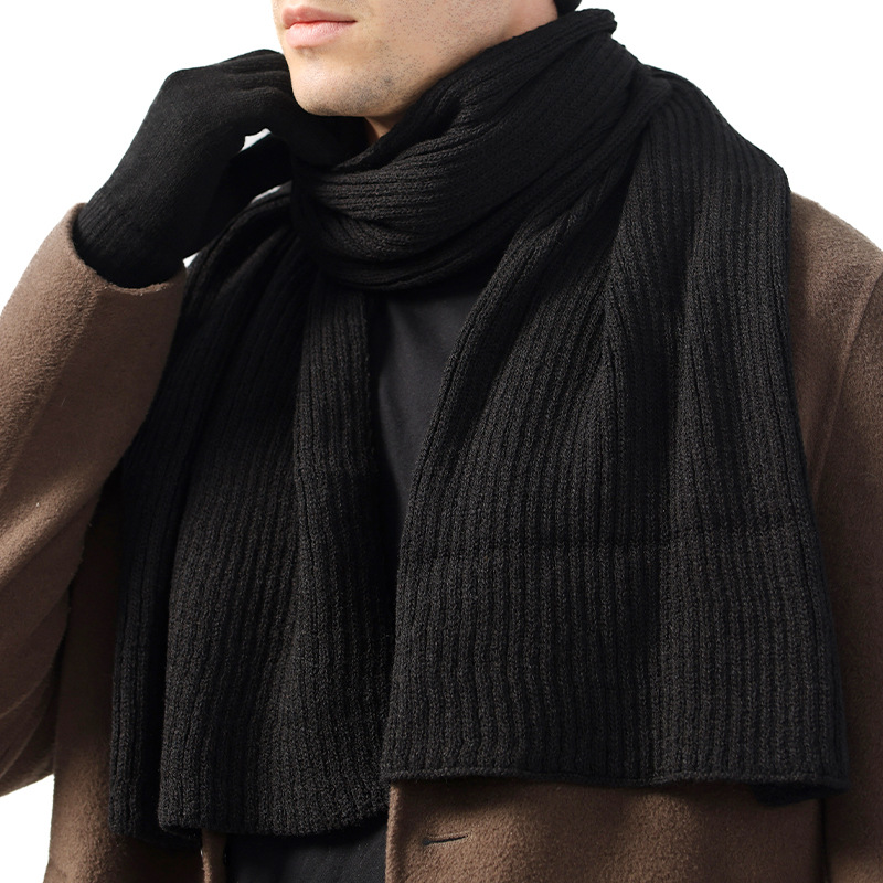 New Winter Korean Style Solid Color Imitation Cashmere Scarf Men's Scarf Korean Style Simple Men's Warm Thickened Wool Scarf