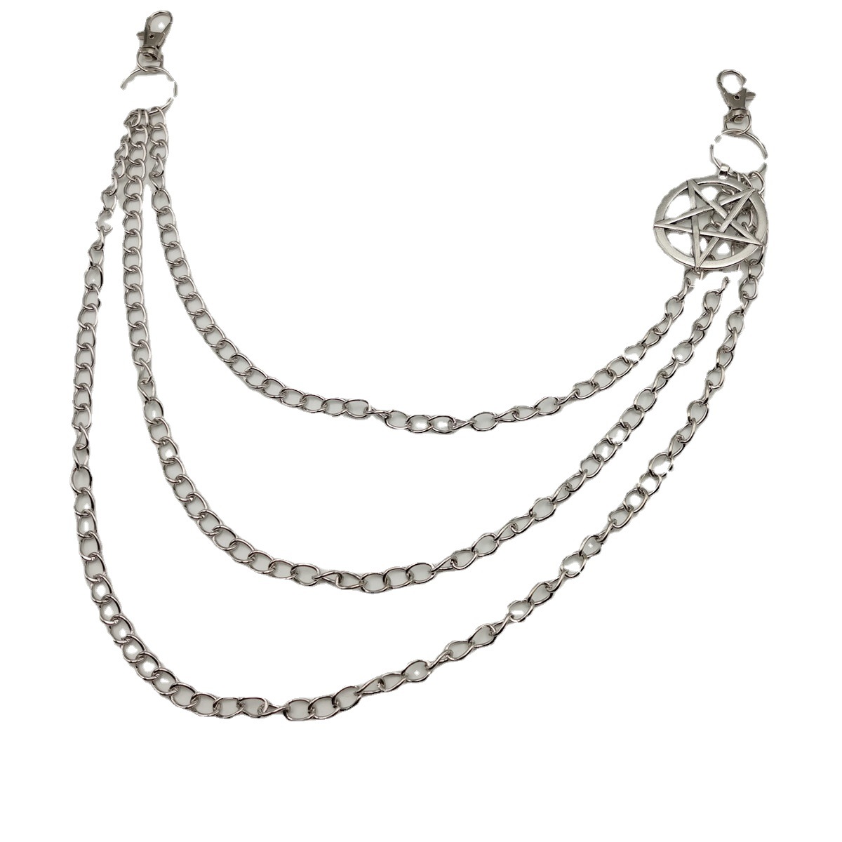 European and American cross-border jewelry fashion metal five-pointed star waist chain female punk retro multi-layer metal body chain wholesale