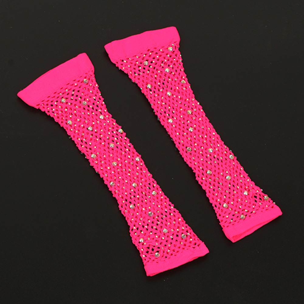 80 Ball Diamond Gloves Party Fishing Net Stretch Mesh Gloves European and American Retro Cross-border Sexy Hot Drilling Gloves_voghion.com