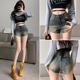 American retro high waist Denim Super shorts women's 2023 new summer slimming small hot pants for hot girls a-line