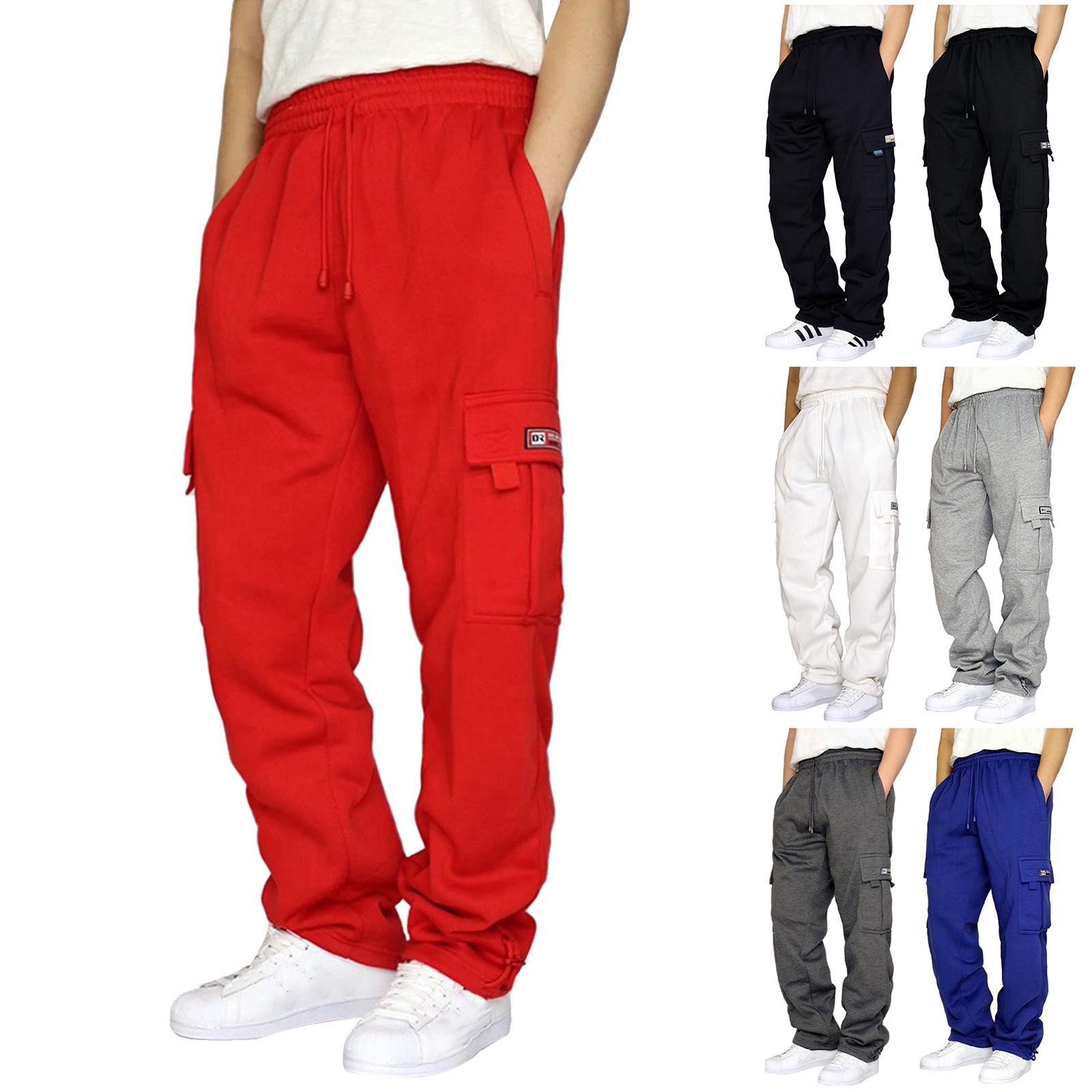 New cross-border new sports casual trousers ankle-tied multi-pocket lace men's loose overalls trousers