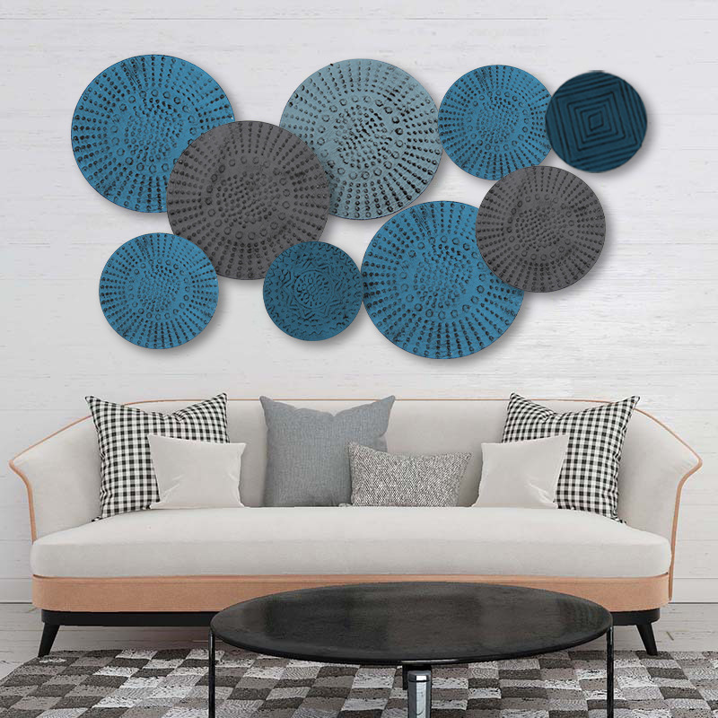 Cross-border simple iron wafer wall hanging single DIY round wall hanging sofa background wall home decoration