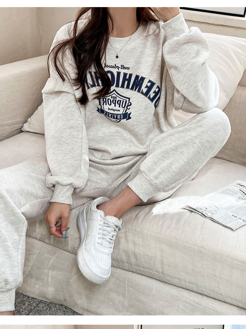 2023 Autumn and Winter Thickened South Korea Sports Leisure suit Women's Fashion Stylish Slim Sweatshirt Wide Leg Pants Two-Piece Trendy
