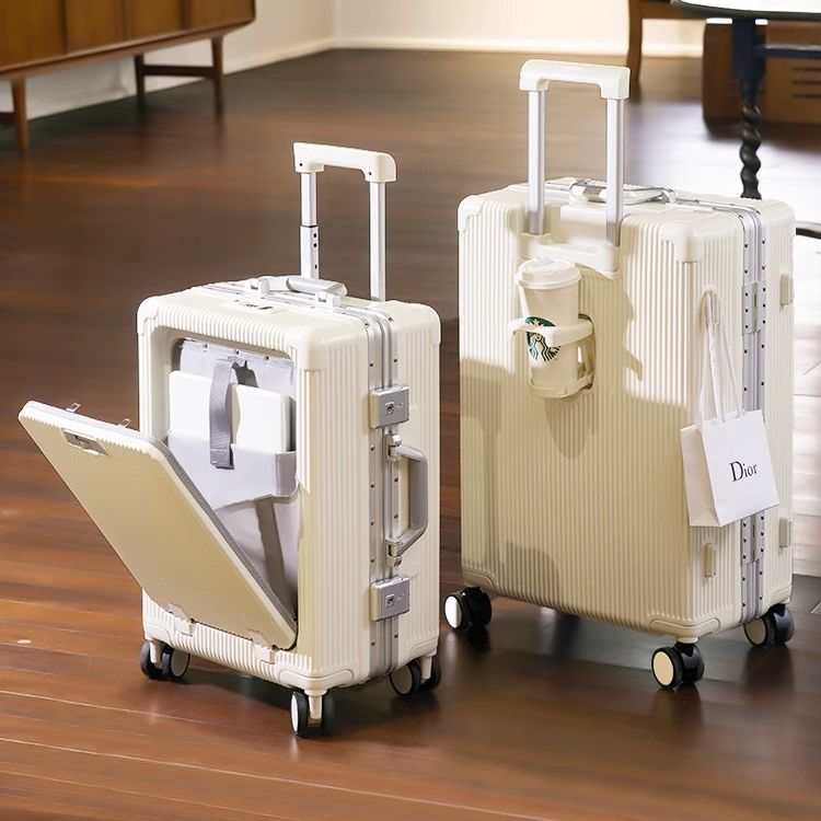 Multi-functional luggage aluminum frame front opening open cover trolley case luggage case password case 20-inch boarding case Wholesale