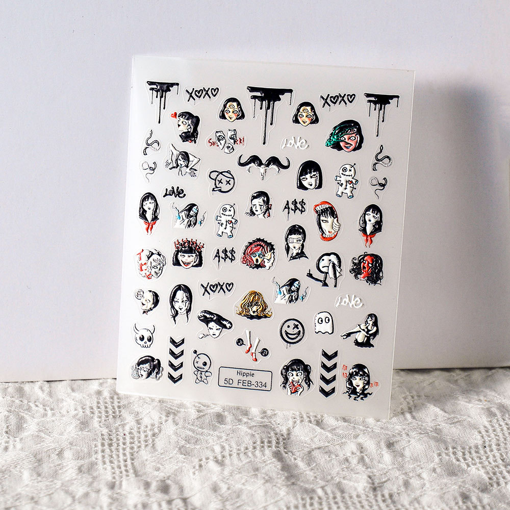 FEB Wear Armor Sticker 5d Three-dimensional Nail Sticker Snake Girl Diablo Relief Nail Sticker with Back Glue