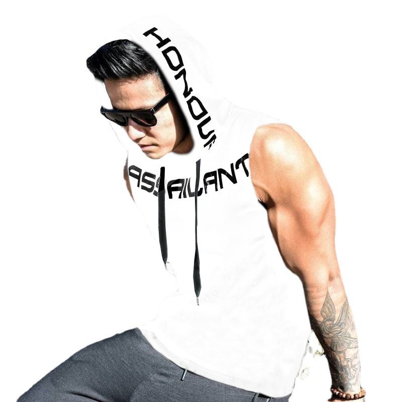 2023 Summer New Fitness Vest Sports Running Loose Basketball Clothing Sleeveless Hooded Waistcoat Men's Breathable Top