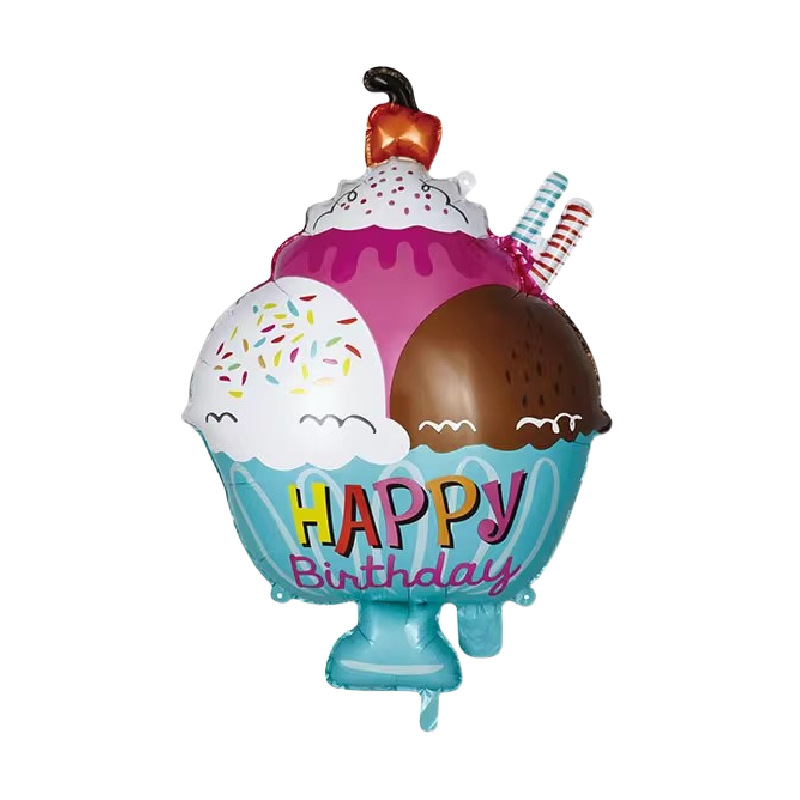 Large Color Birthday Cake Aluminum Film Balloon Double Layer Candle Cake Shape Children's Birthday Party Decoration Balloon