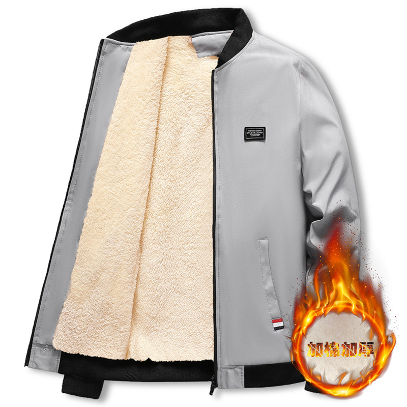 Foreign trade Men's fleece-lined thickened jacket coat 2023 autumn and winter fashion casual small square coat men